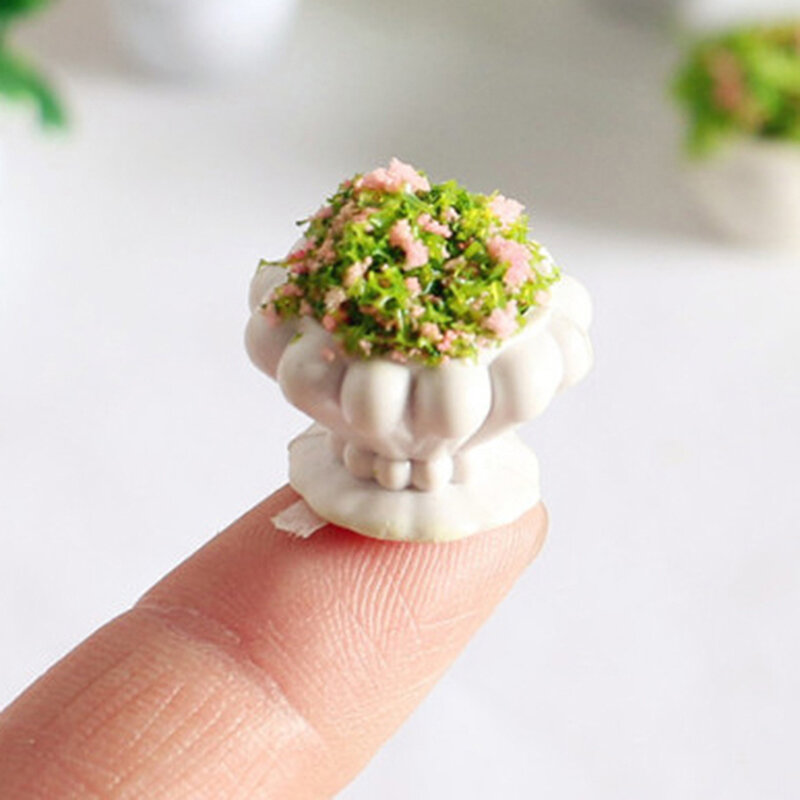 2pcs Dollhouse Furniture 1:12 Accessories Mini Green Plant Bonsai Flower Pots