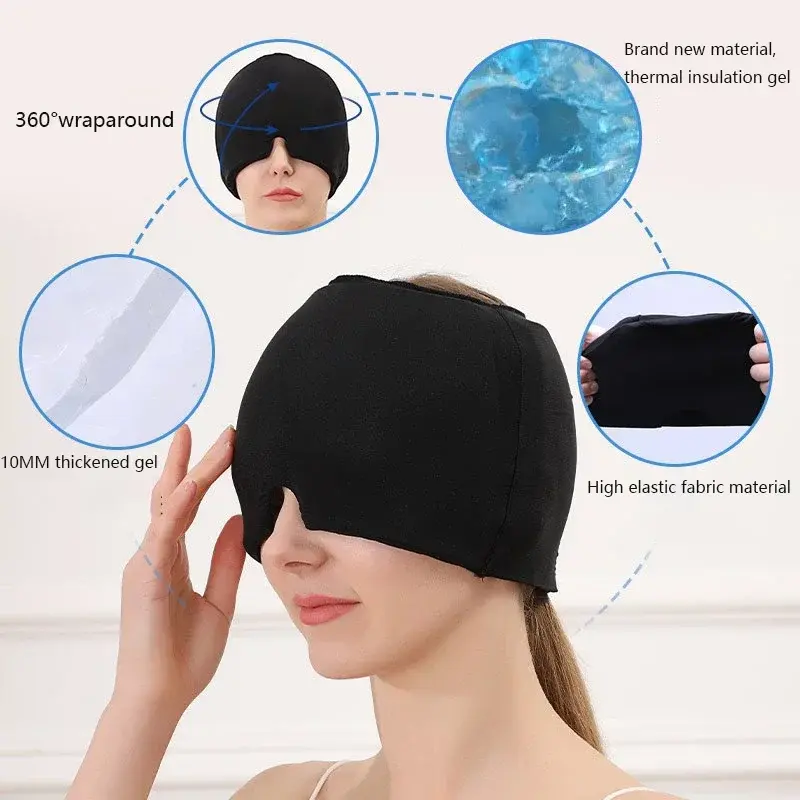 Maschera per alleviare il mal di testa cappello per il mal di testa per il cappuccio per la migrazione impacco per la testa di ghiaccio maschera per il freddo caldo cappuccio per alleviare l'emicrania e il mal di testa