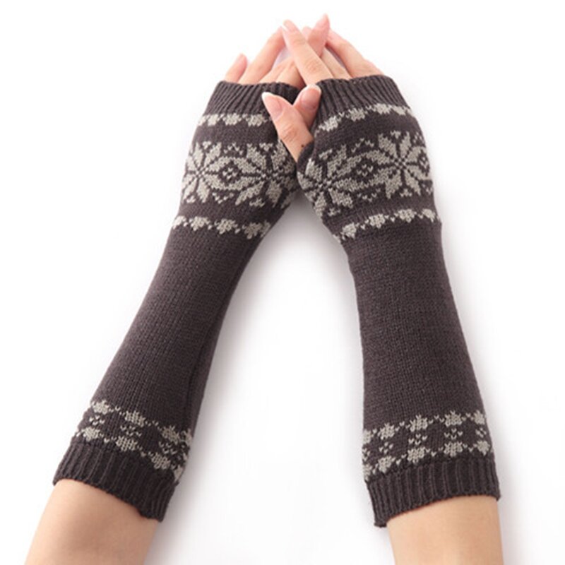 Zimowe rękawiczki bez palców damskie ocieplacz na nadgarstek bożonarodzeniowe koreańskie cieplejsze Xmas żakardowe rękawice z jednym palcem punkowe rękawiczki