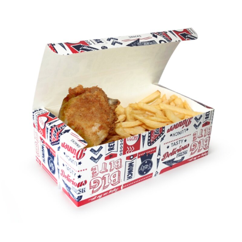 Prodotto personalizzato confezione di Sandwich quadrati scatola di pranzo usa e getta di carta per alimenti scatola di patatine fritte e pesce scatola di hamburger personalizzata Pa