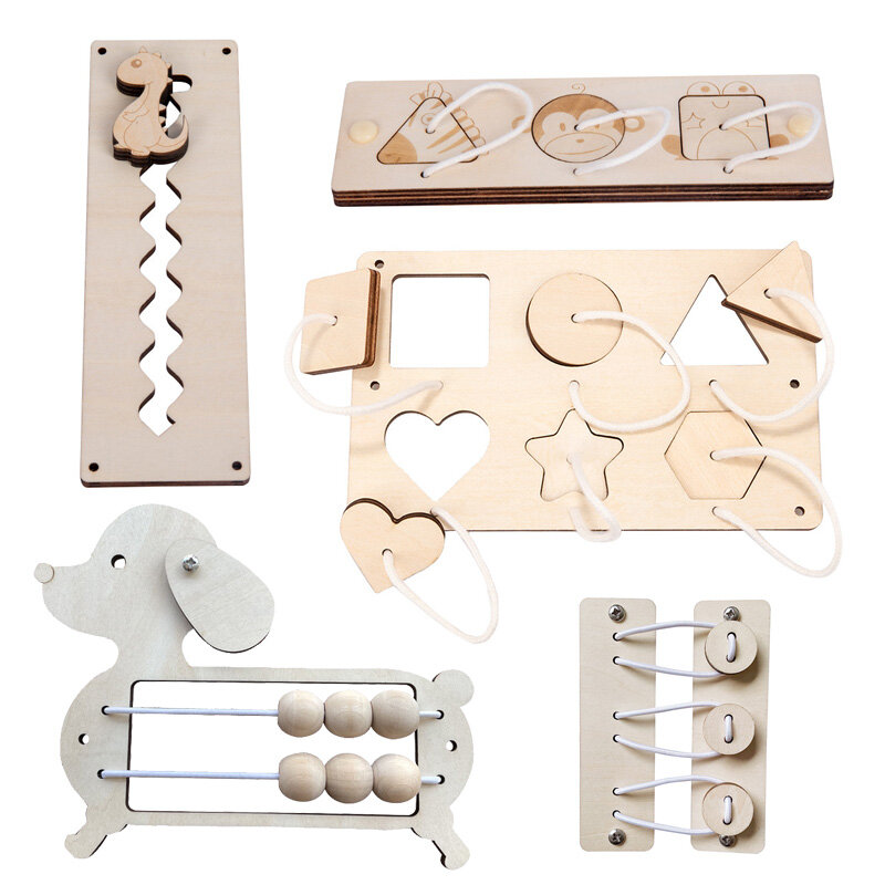 Montessori Early Education Toys for Kids, Material Busyboard, Jogo de madeira, Acessórios de bricolage, Atividade, 2-6 Anos