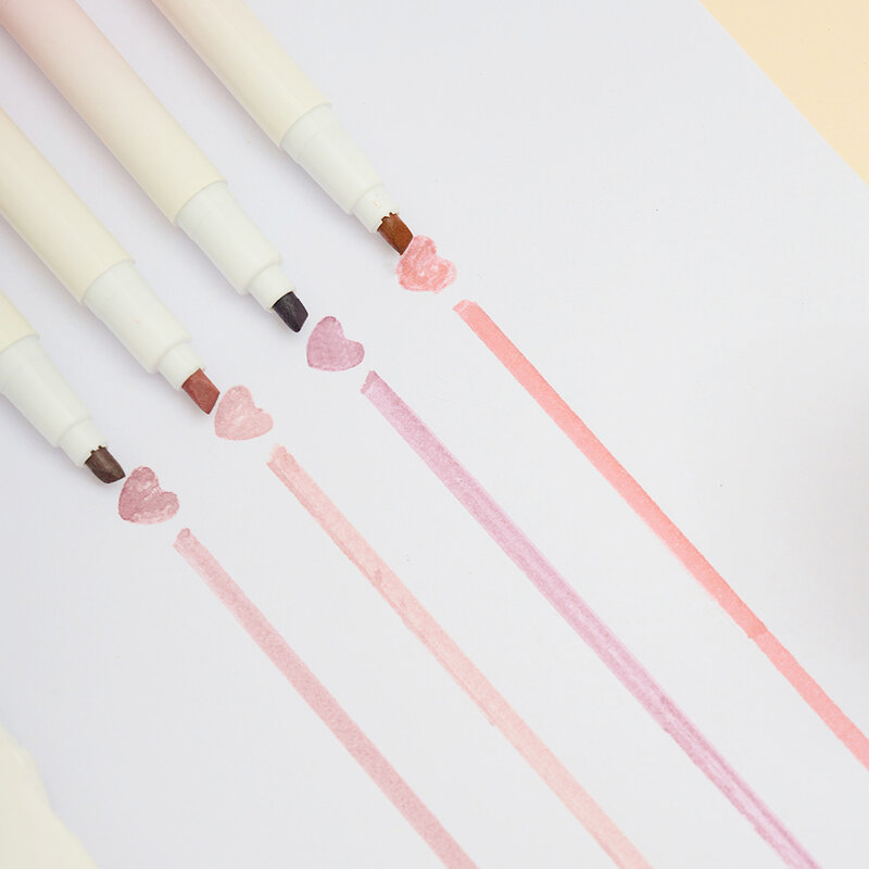 ปากกาเน้นข้อความ4ชิ้นหัวเฉียงอุปกรณ์การเรียนเครื่องเขียนสำนักงานปากกาสีไล่ระดับสีสำหรับเขียนวาดเส้น