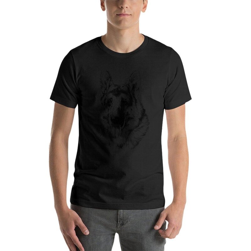 Футболка в стиле немецкой овчарки, винтажный принт с животными для мальчиков, черные мужские футболки