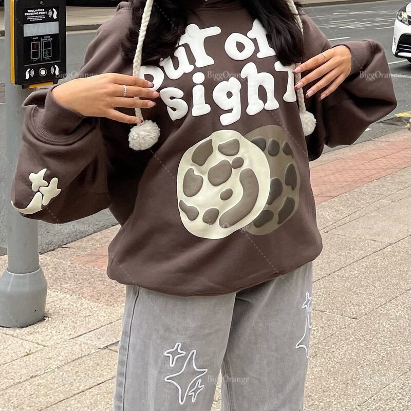 Sudadera Harajuku con estampado 3D de galletas para mujer, ropa con capucha de gran tamaño, ropa de calle con cremallera, Tops góticos