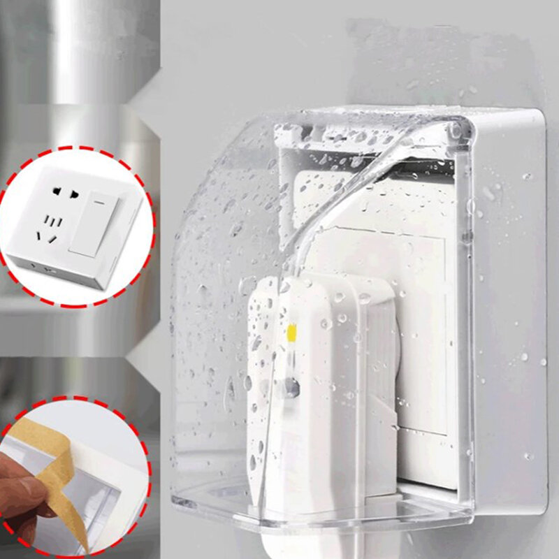 86 Type Heightened Waterproof Splash Box Self-adhesive Electrical Wall Socket Switch Protection Cover Bathroom Accessories