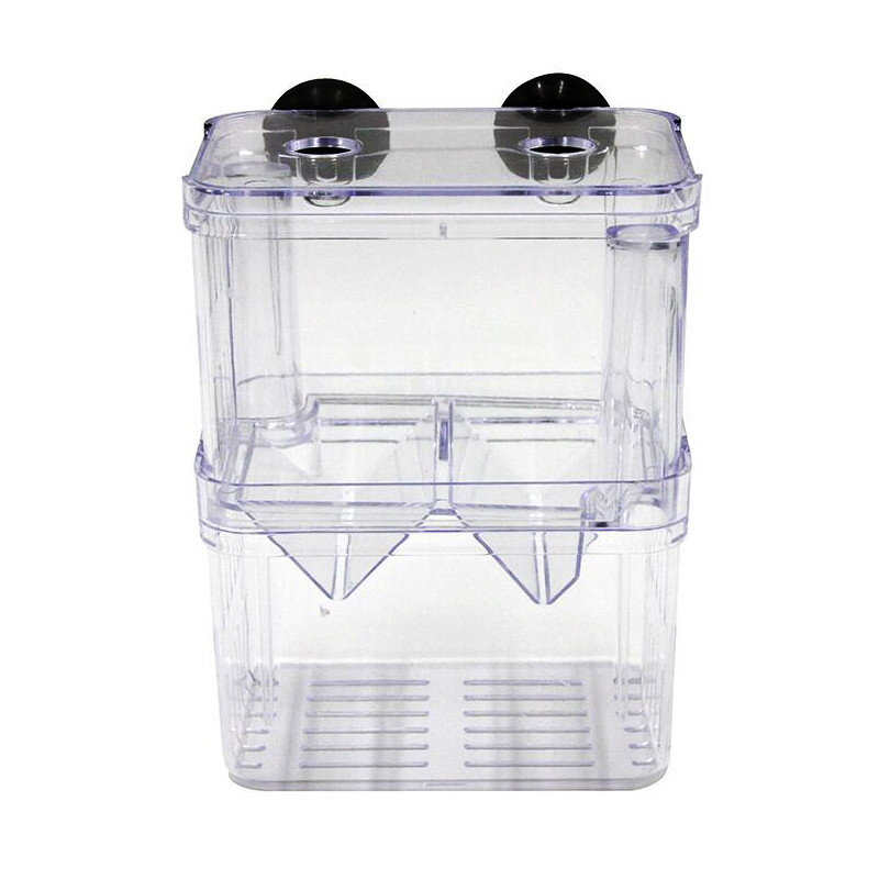 Прозрачная коробка для разведения рыб, аквариумный ящик для заводчиков с двумя гуппи, инкубационный изоляция инкубатора (новый акрил), размер L