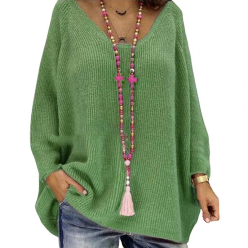 Kobiety sweter jednolity kolor z dzianiny z długim rękawem luźny sweter utrzymać ciepły elastyczne Casual wiosenna sweter Pull Femme dzianiny свитер