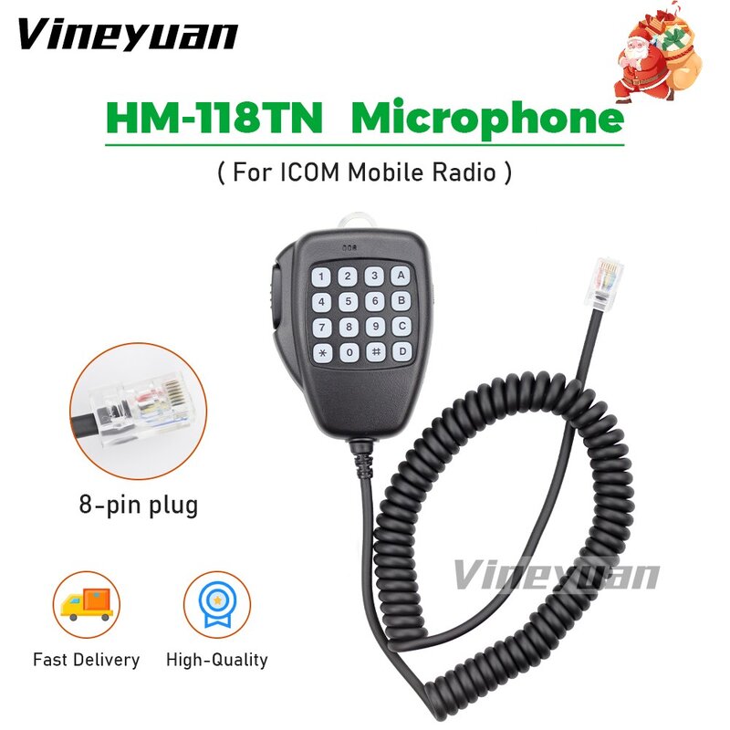 8Pin HM-118TN Mic DTMF Handheld Microphone For ICOM IC-F11 IC-V8000 IC-F1721 IC-2100 IC-2200H IC-208H Ham Transceiver Speaker