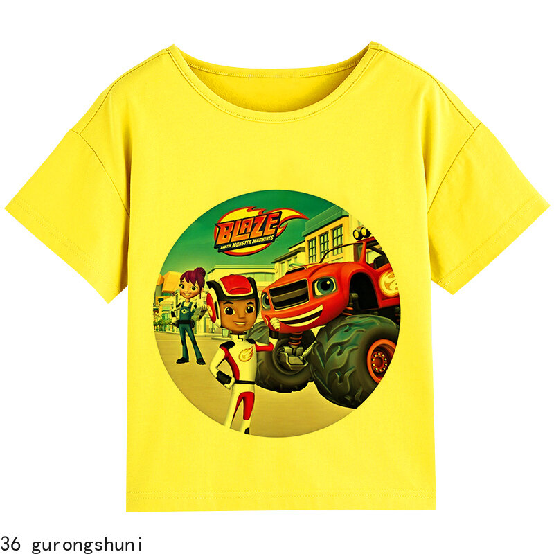 2024 neue heiße T-Shirts Top Kurzarm T-Shirt Blaze und die Monster Maschinen Kinder kleidung Junge Betrüger Blaze Spiel Anime