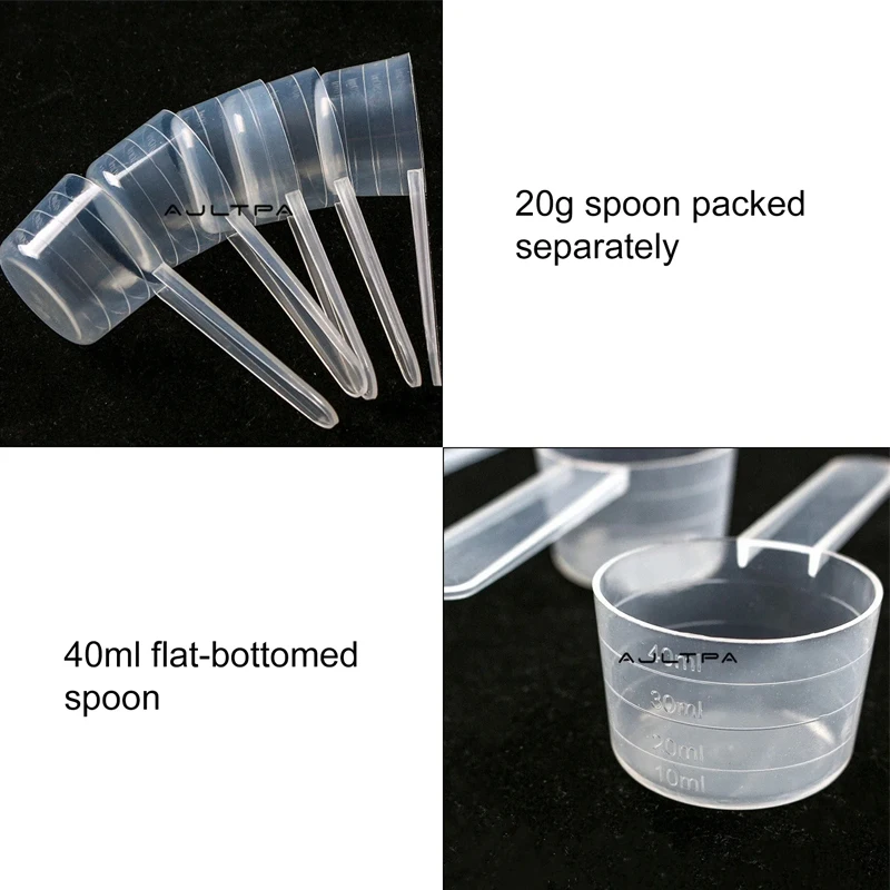 5PCS 40ml 20g flat bottom graduated measuring spoon transparent plastic measuring spoon individually packaged