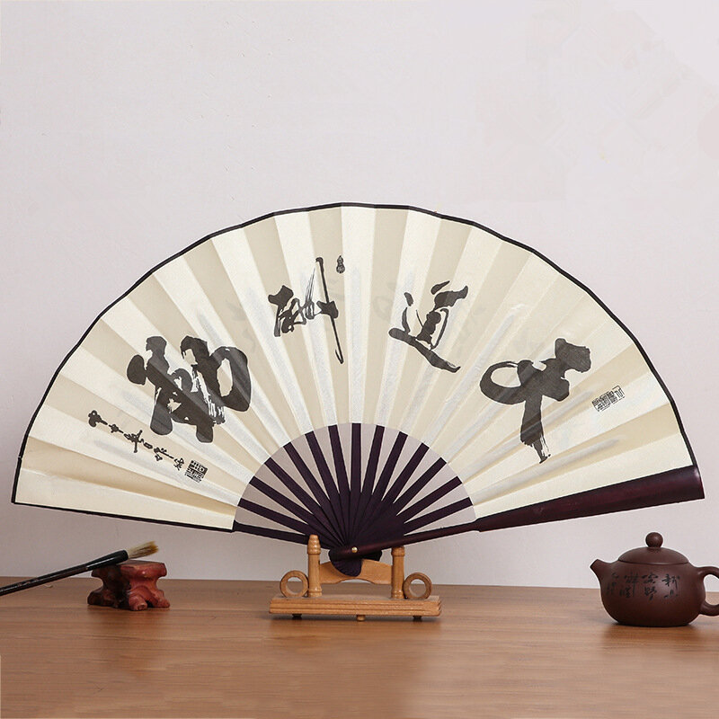 1 pz Vintage Bamboo Fan stile cinese pieghevole panno di seta mestiere ventaglio matrimonio festa di ballo ventaglio a mano decorazione della casa