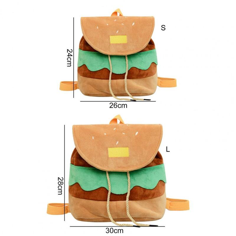 Bonito hamburger feminino mochila grande capacidade ajustável cinta drawstring encerramento dos desenhos animados engraçado meninas meninos crianças mochilas escolares