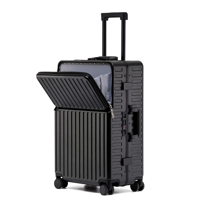 Przednia okładka ukośne kieszenie na bagaż USB 20-Cal ABS PC matowy odporny na zarysowania pokrowiec na wózek uchwyt na kubek uniwersalna walizka na kółkach