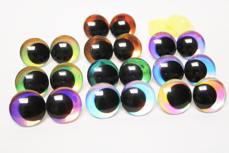 20 buah topeng baru warna hologram mata 3D mata mainan glitter bulat lucu dengan mesin cuci belakang untuk Temuan DIY -- HC10