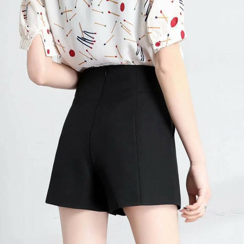 A-line Shorts Stylish Plus Size Women's Summer Shorts with High Waist Hidden Zipper Closure Side Pockets for Commuting Dating