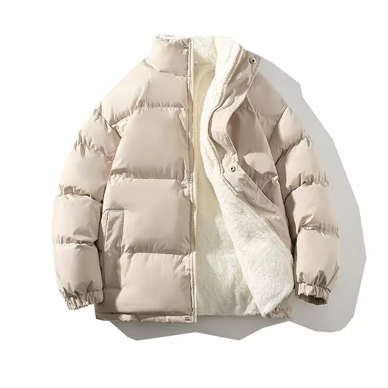 2023 giacca invernale da uomo Streetwear Fleece parka Coat maschile Loose Bubble Jacket Warm Stand Collar cappotti Unisex Puffer nuovi vestiti