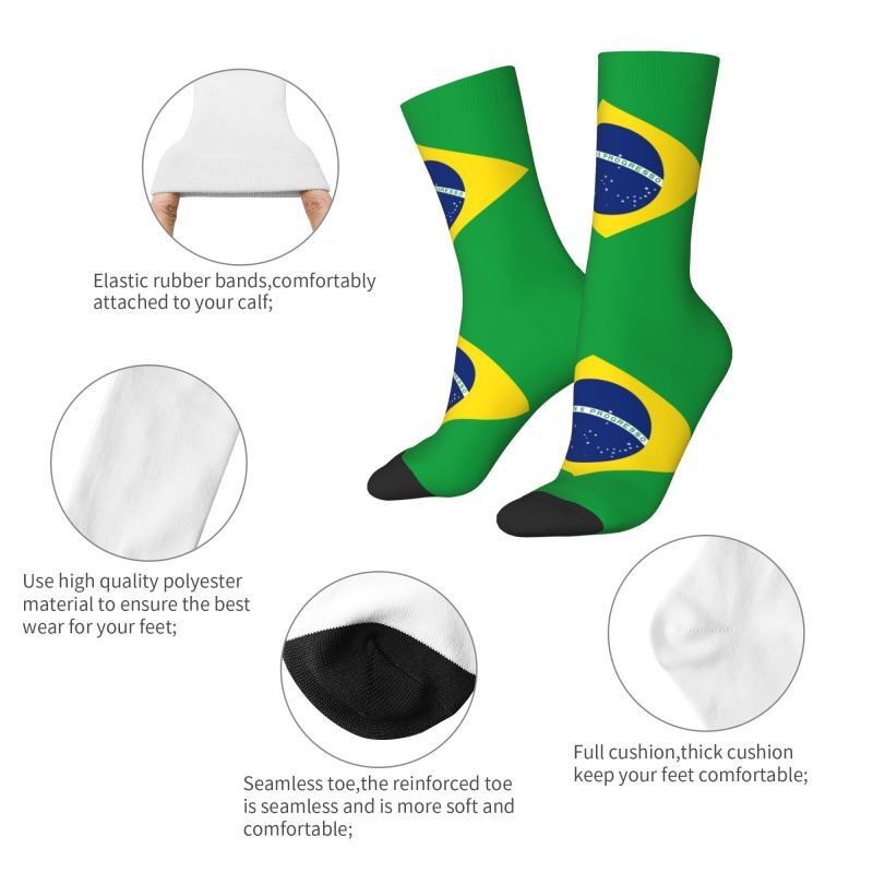 Bendera Brasil kaus kaki pria bangga Brasil uniseks keren kaus kaki baju motif 3D