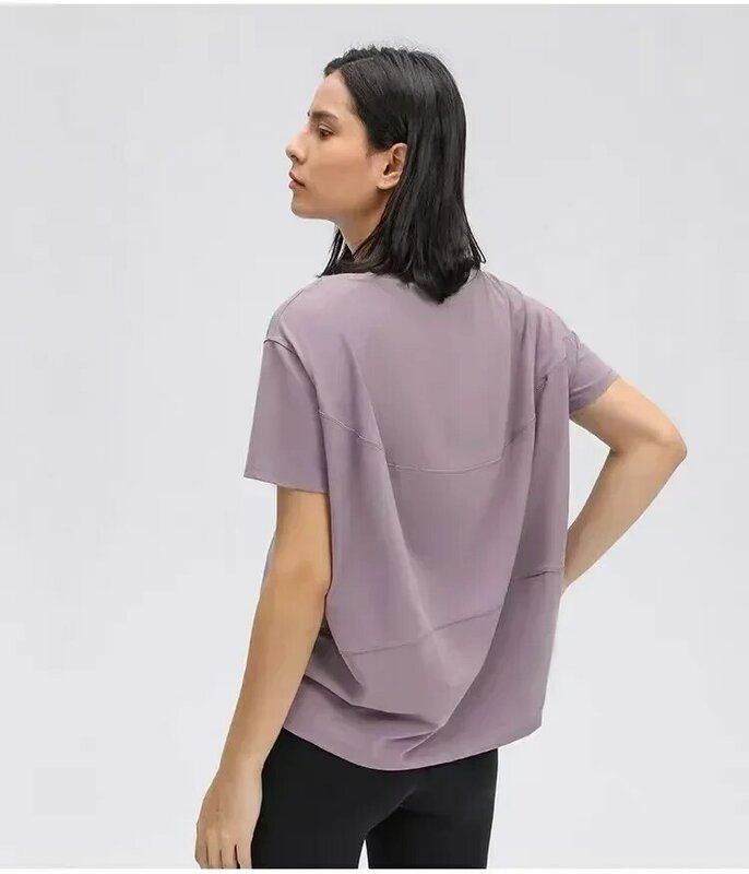 Lemon-Camiseta holgada de manga corta para mujer, ropa deportiva informal, transpirable, para correr al aire libre