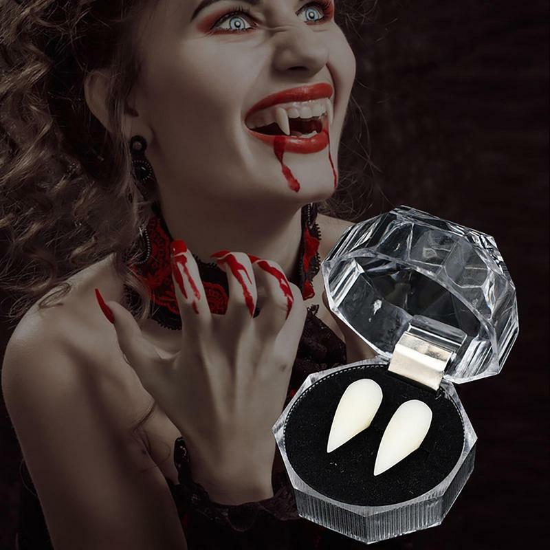 Accesorios de disfraz de dientes de vampiro de Halloween, dentaduras de vampiro realistas para fiesta de Halloween, accesorios de disfraces, recuerdo de fiesta