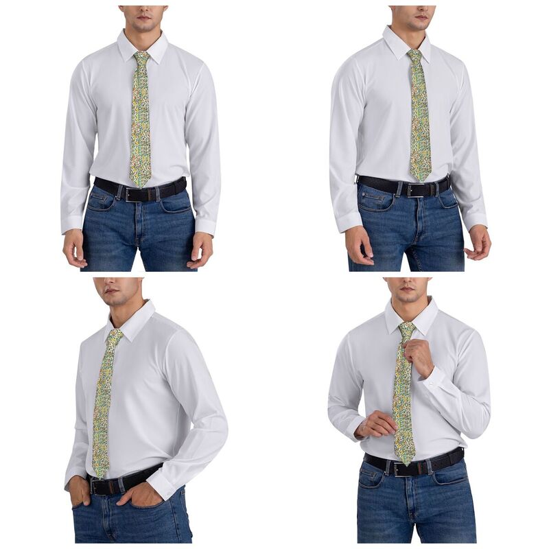 맞춤형 윌리엄 모리스 패턴 과일 넥타이, 남성용 클래식 섬유 패턴 실크 웨딩 넥타이