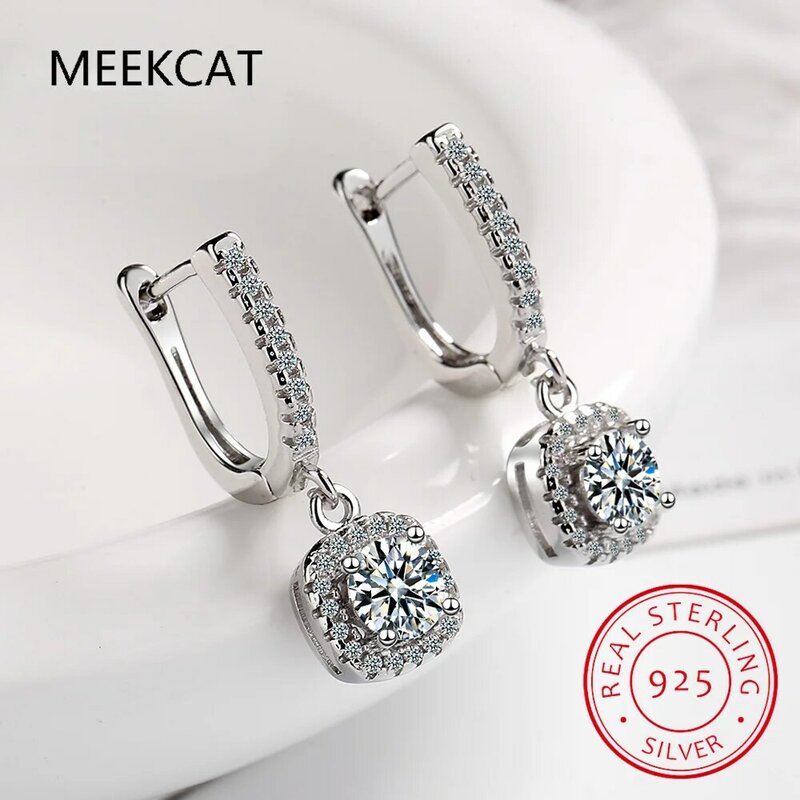 D Color Moissanite Earring 925 Sterling Sliver Plated with White Gold Earring for Women Wedding Engagement Fine Jewelry
