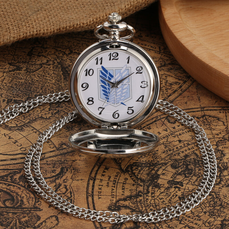 Silver Hollow Pocket Watch Men Wings Theme Pocket Watch Exquisite Arabic Numerals Dial Boy Necklace Pendant Clock Collection