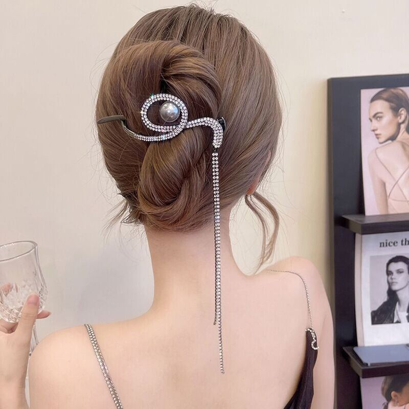 Aksesori rambut berkilau berlian imitasi Aloi rumbai klip rambut wanita jepit rambut gaya Korea hiasan kepala