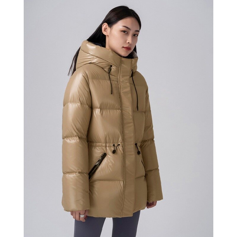 Z kapturem, gruba kurtka puchowa z gęsiego puchu 90 dla kobiet krótka kurtka nowe jesienne i zimowe style