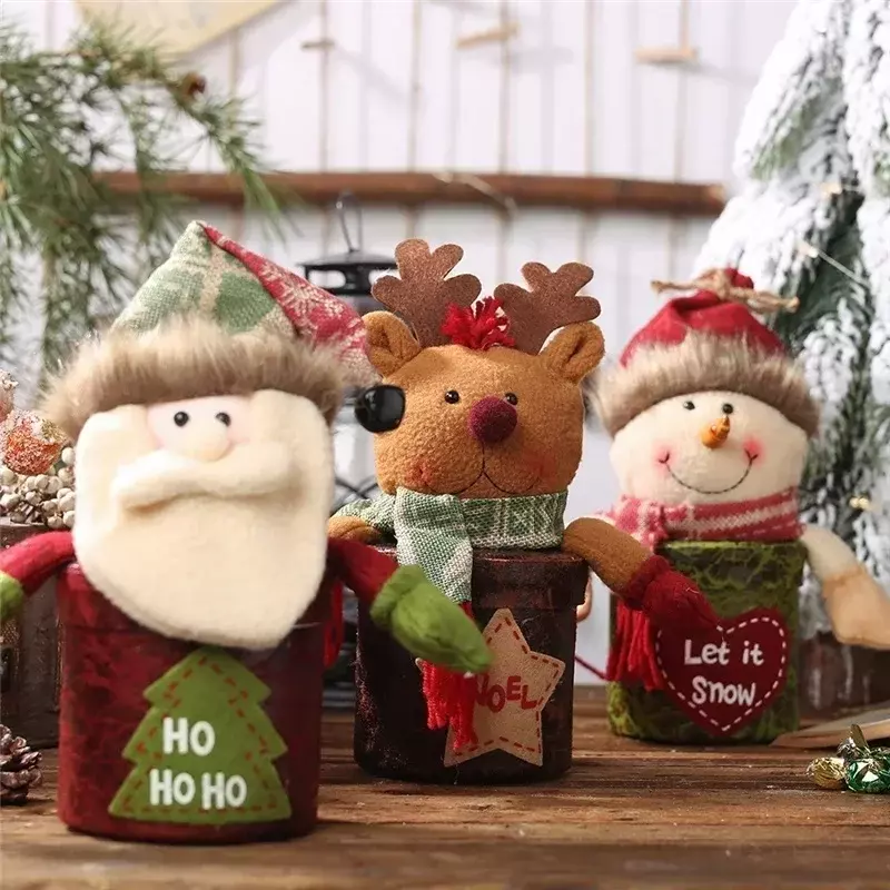 Natale capodanno fai da te temperamento natalizio barattolo di caramelle scatola regalo di babbo natale pupazzo di neve scatole di mele decorazione per bambole dei cartoni animati per bambini