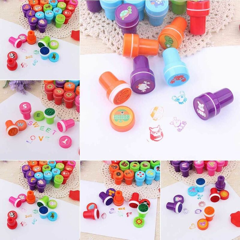 Gift Cute Cartoon Scrapbooking DIY For Notebook Animal/Letters Shape Self Inking Stamps Set Stamps Toys Educational Toys