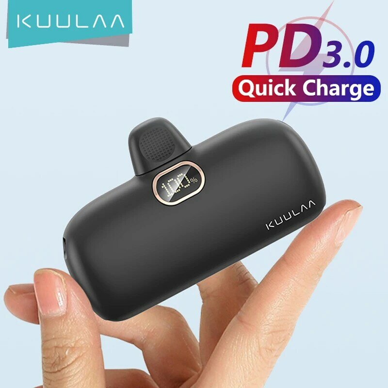 Kuulaa-ミニパワー · バンク、高速充電、外部バッテリー、ポータブル充電器、qc pd、iphone 15、14、13、5000mah