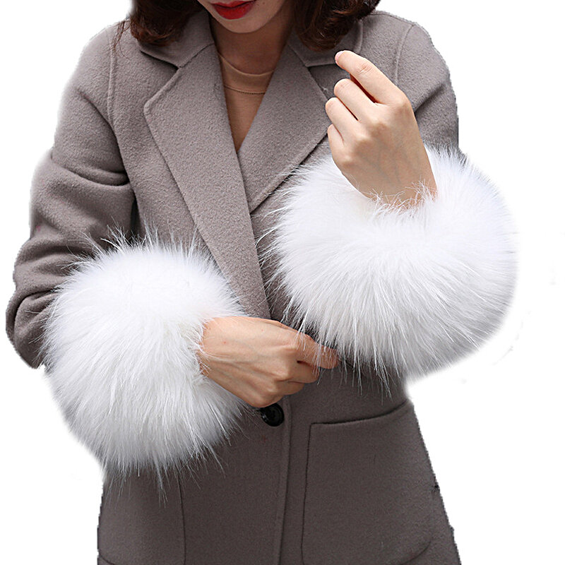 女性のための豪華な生地のブレスレット,暖かい厚い手首の腕,ウサギのフェイクファー,伸縮性のある袖,暖かい