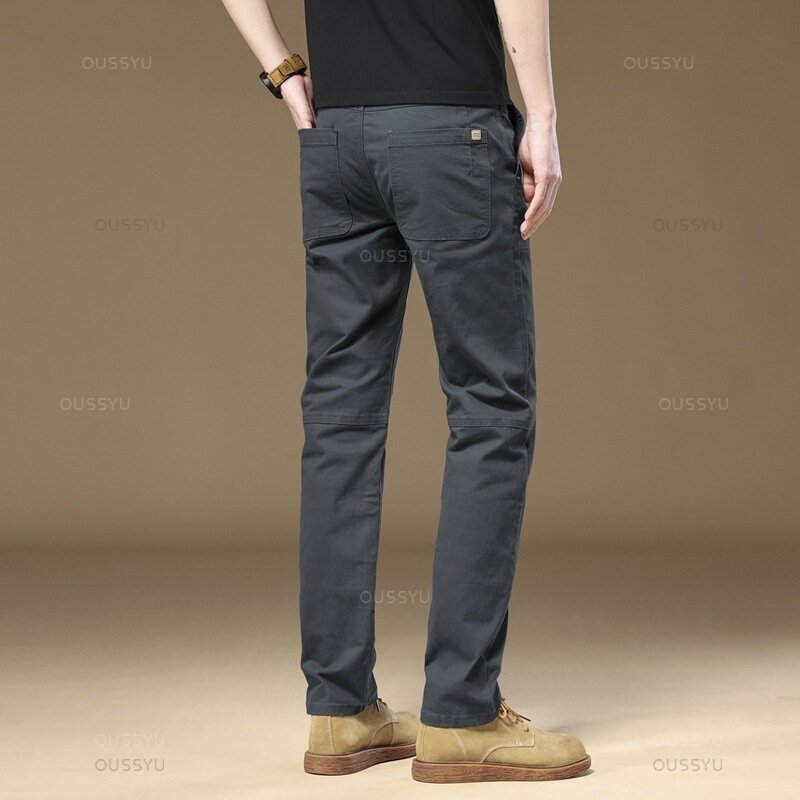 Брюки-карго MINGYU мужские рабочие, брендовые плотные однотонные штаны из 97% хлопка, повседневные брюки в Корейском стиле, большие размеры 38 40
