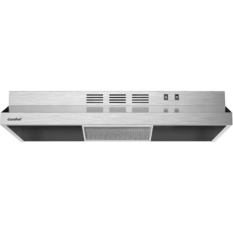 30 inch range hood, stainless steel kitchen range hood, for use under cabinets, with 2 filters, 200 CFM, 2-speed exhaust fan