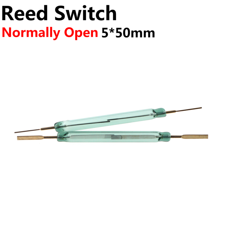 10Pcs N/O Reed Switch สวิทช์แม่เหล็ก5*50มม.ปกติเปิดสวิทช์เหนี่ยวนำแม่เหล็ก