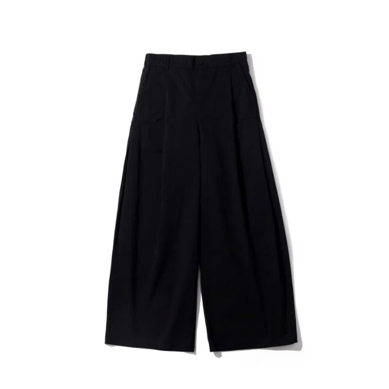 Japoński styl Retro Jednokolorowe spodnie Cargo Męskie wiosenne jesienne modne luźne proste spodnie z wysokim stanem i szerokimi nogawkami
