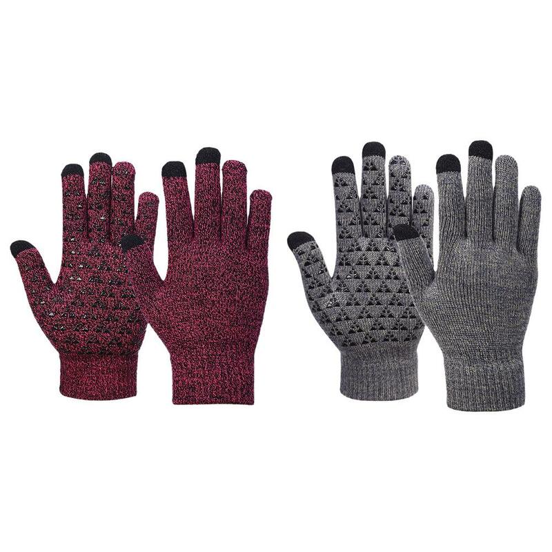 Groothandel Mode Warm Zwart Kabel Gebreide Winter Touchscreen Handschoenen Elastische Manchet Winter Sms Handschoenen 1 Paar