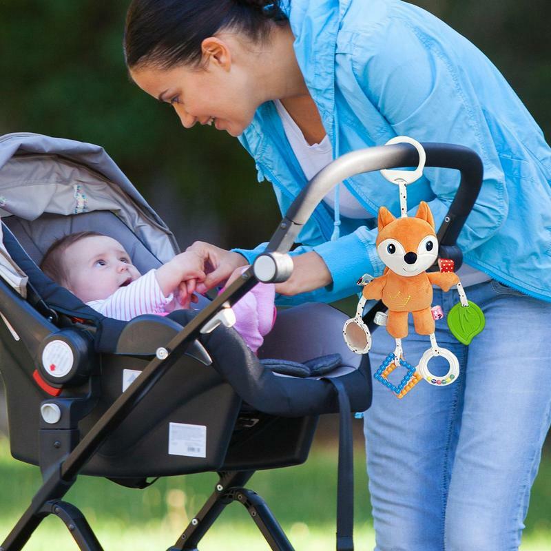 Kid Stroller Toy Rattle Teething Toy Soft Educational Toy Grab And Spin Montessori Preschool Learning Toys Plush Car Seat Toy