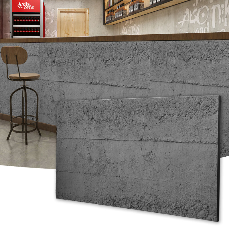 Art3d-Panneaux Muraux 3D Bergame en Ciment, Panneaux Muraux PU pour Décoration Intérieure de Maison, 24x48 Pouces, Gris Foncé, 4PCs