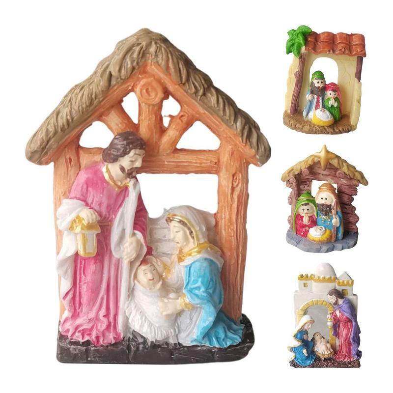 미니 성탄 장면 입상 예수 조각상, 가정 장식 악센트, 실내 침실, 서재, 거실