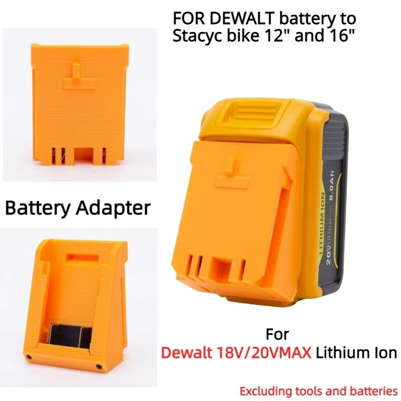Stacyc Style Battery Adapter for Dewalt 20v Batteries   Stacyc bike 12" and 16"   (Only Adapter)