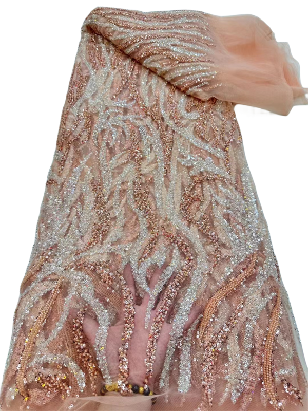 Tissu de dentelle de tulle de paillettes africaines pour la couture de fête de mariage, broderie française nigwin, haute qualité, luxe, 5 mètres