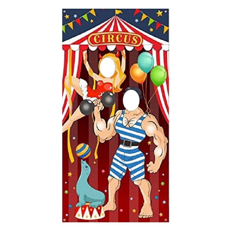 Carnival Circus Party Decoration Carnival Photo Door Banner fondale puntelli, Banner porta foto in tessuto grande per carnevale