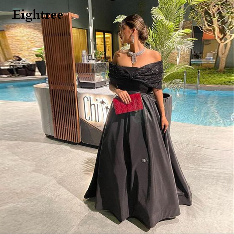 Eighree-vestido de noite glitter preto, Dubai Prom Dresses, mancha vintage, fora do ombro, 2022, 2024