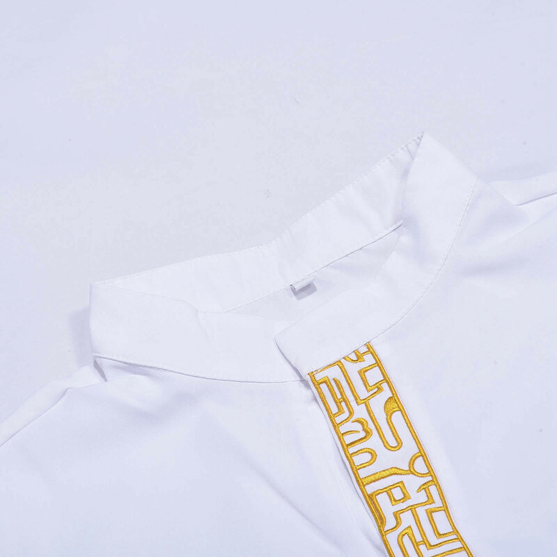 Túnico árabe tamanho grande, roupa muçulmana, monocromática, manga longa, túnico muçulmano, vintage, bordado, camisa islâmica