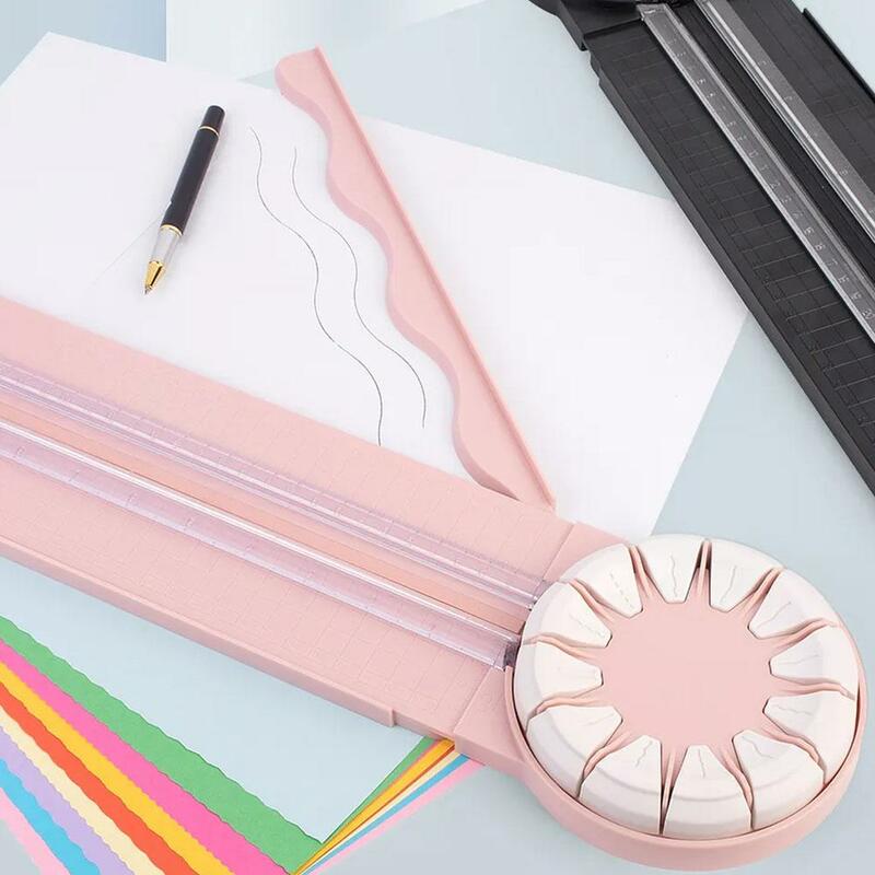 Cortador de papel para corte manual multifuncional, linhas retas onduladas, ferramenta artesanal de mão, 360 rotativo, 12in 1