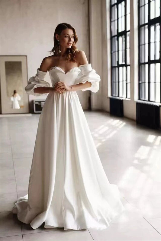 Женское свадебное платье с рукавами-фонариками, большие размеры
