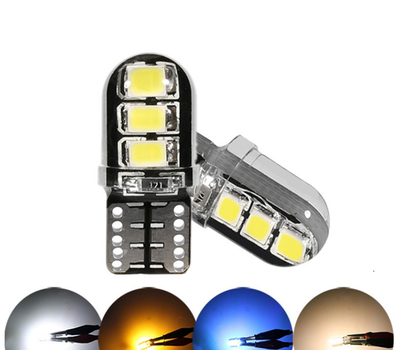 Lampu Led indikator lebar Canbus mobil, bohlam cahaya kubah silikon Canbus T10 W5w 6smd 2835