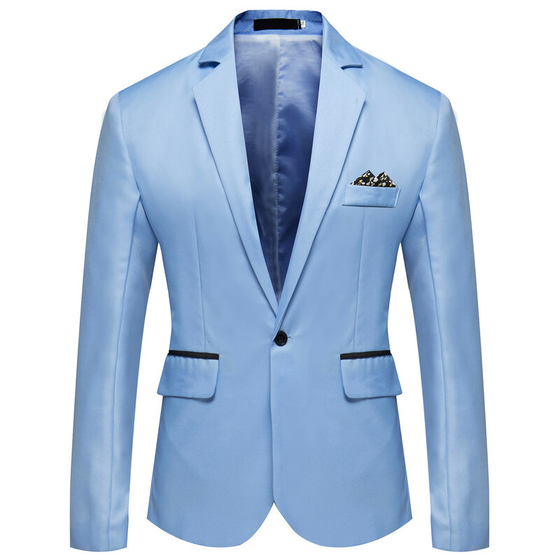 Casaco de lapela formal masculino, blazer casual para negócios, jaqueta masculina, lapela formal