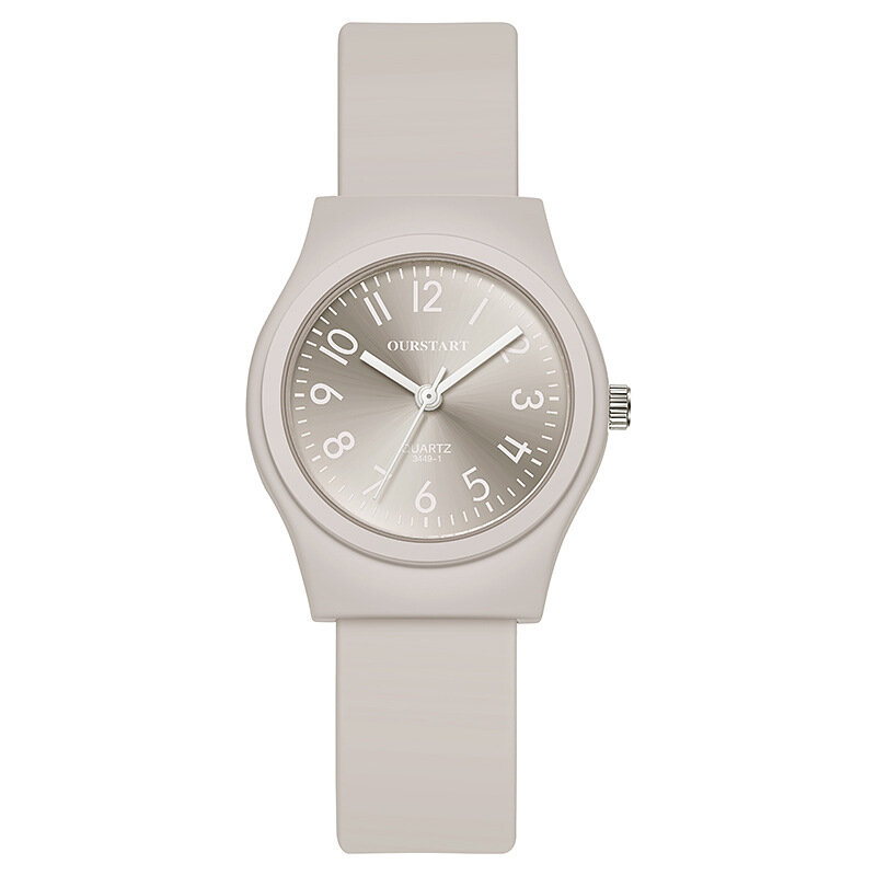 Студенческие часы карамельного цвета с силиконовым ремешком, Студенческие Кварцевые часы, мужские часы для женщин